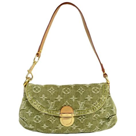 Louis Vuitton Green Monogram Denim Mini Pleaty Pochette Bag 